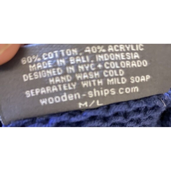 Wooden Ships Sweater M/L Open Knit Cowl Neck Blue Gray Striped Nautical Spring - Picture 13 of 13